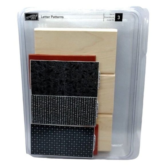 Stampin Up Letter Patterns 3 Piece Rubber Stamp Kit Unmounted 2006 Background - Picture 3 of 3